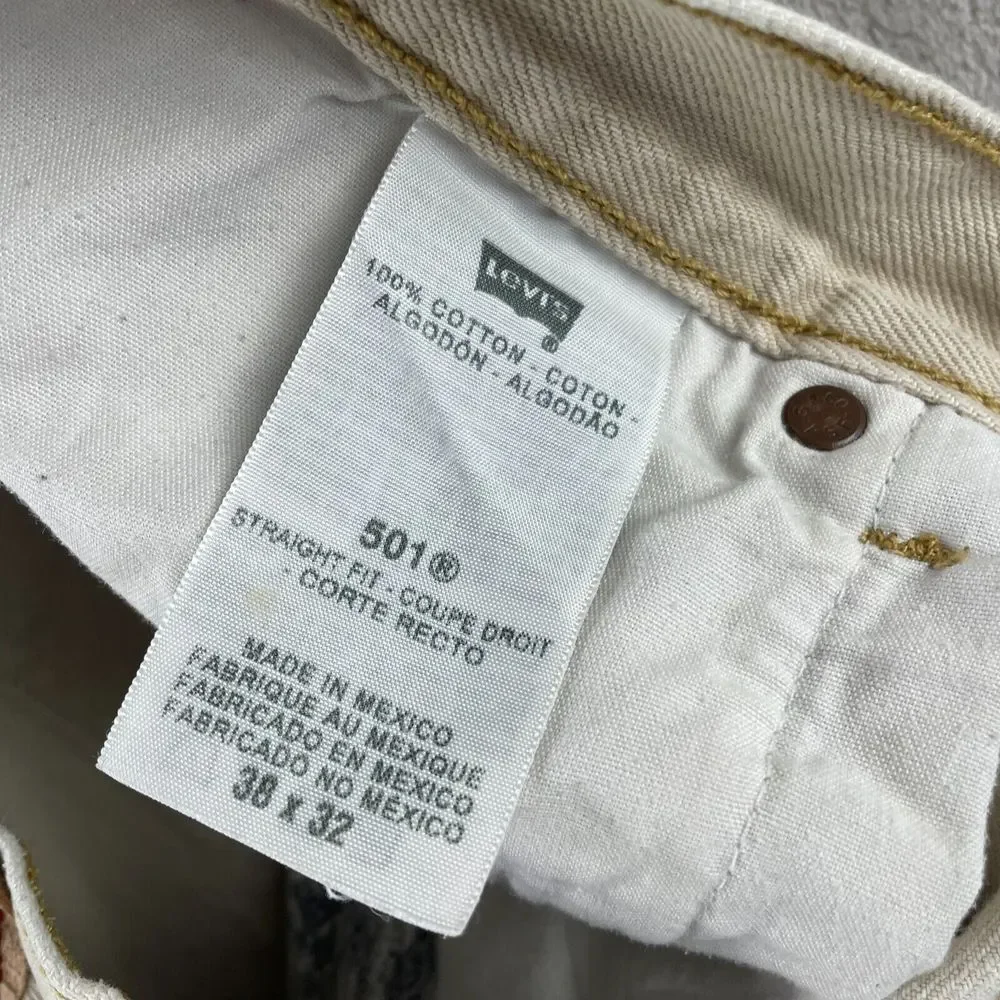 Vintage Levi's 501 XX Jeans Men 38 (Fits 34x29) Beige Straight Leg Grunge‎ Y2K